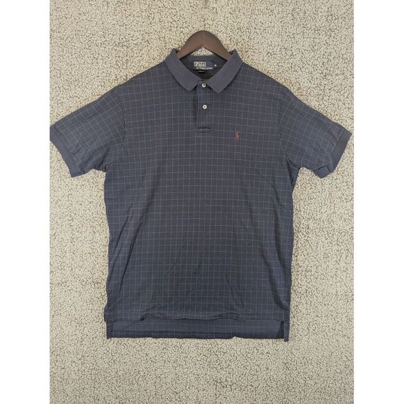 Vintage POLO‎ RALPH LAUREN Blue with Green Check Men's Size XL Short Sleeve Golf - Picture 1 of 8